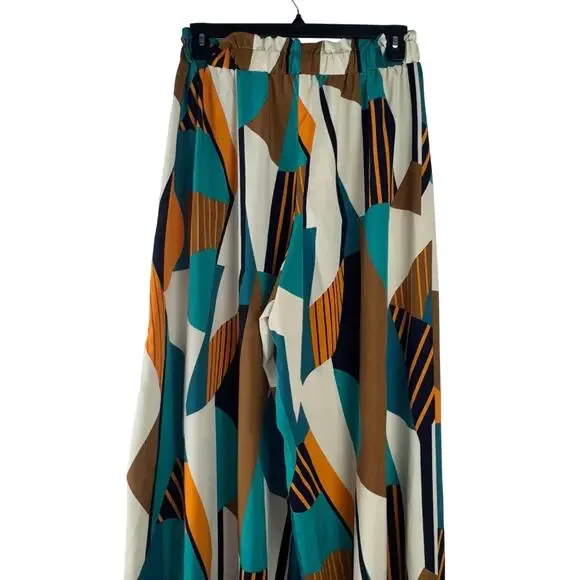 Shein Curve Women Slit Wide Leg Geometric Pants X-Large Brown Causal Work Flowy - Picture 5 of 9